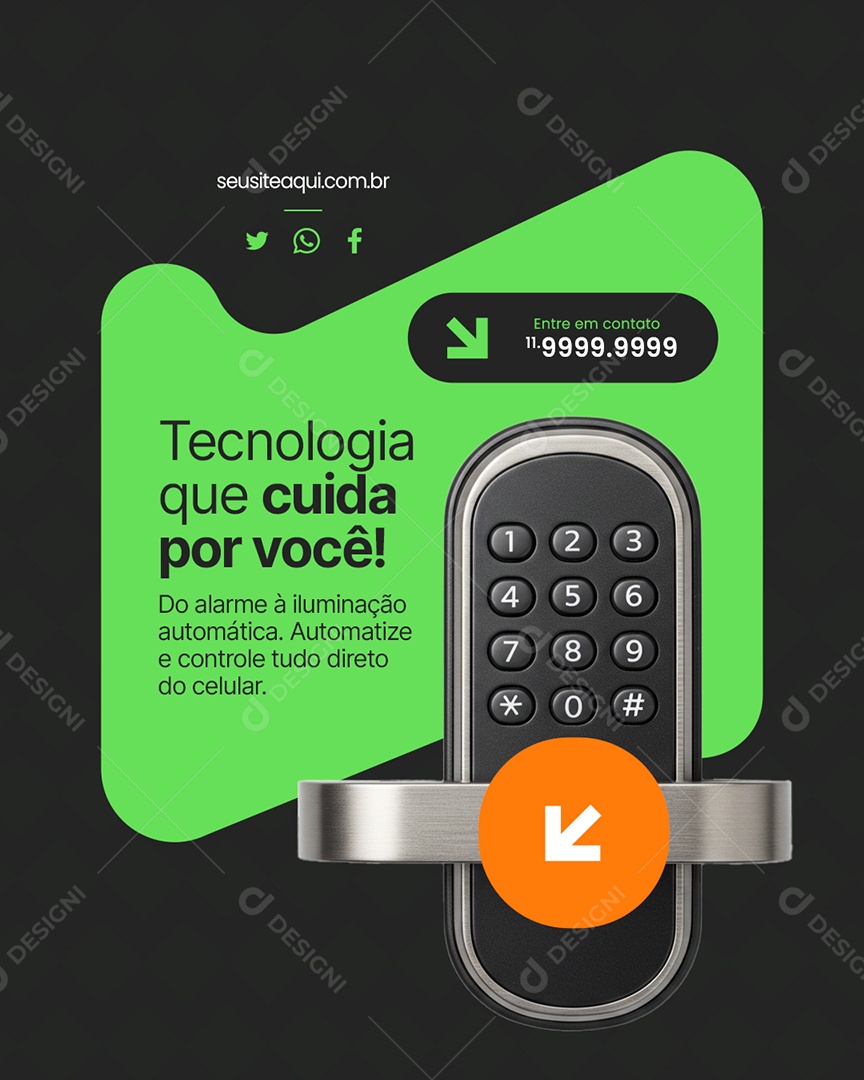 Segurança Tecnologia Que Cuida por Você Social Media PSD Editável