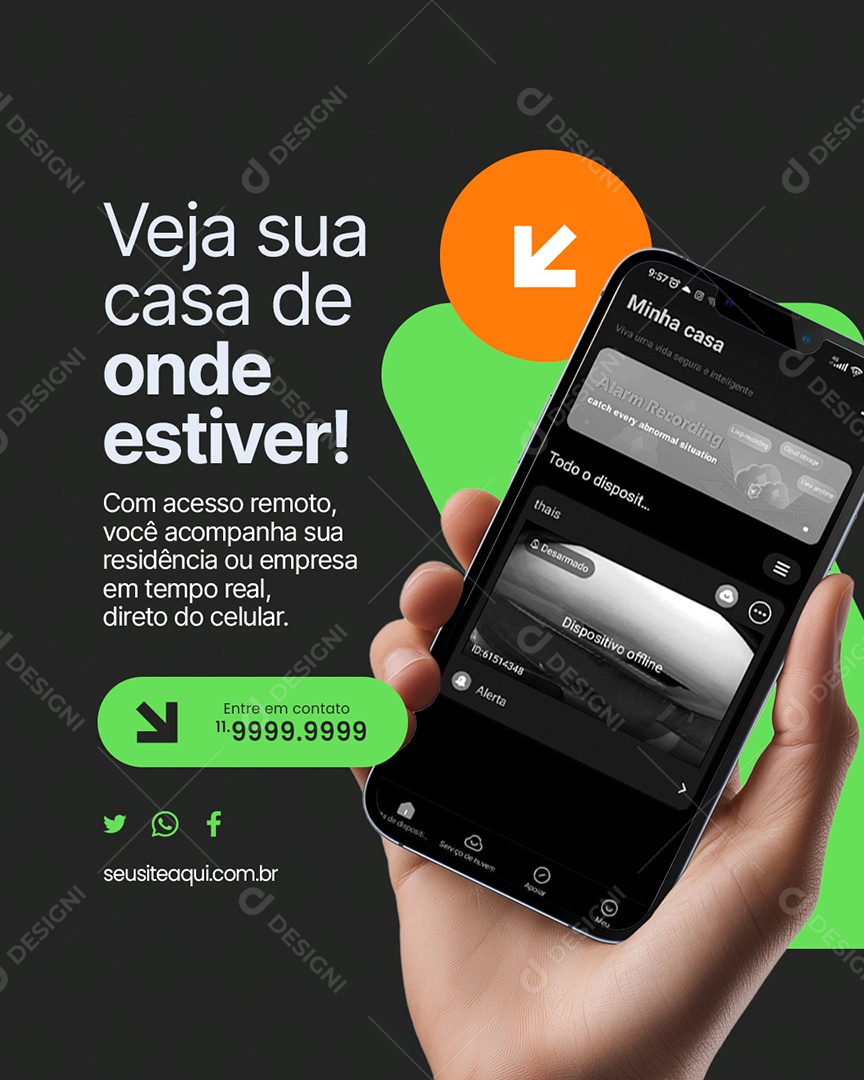 Segurança Veja sua Casa de Onde Estiver Social Media PSD Editável