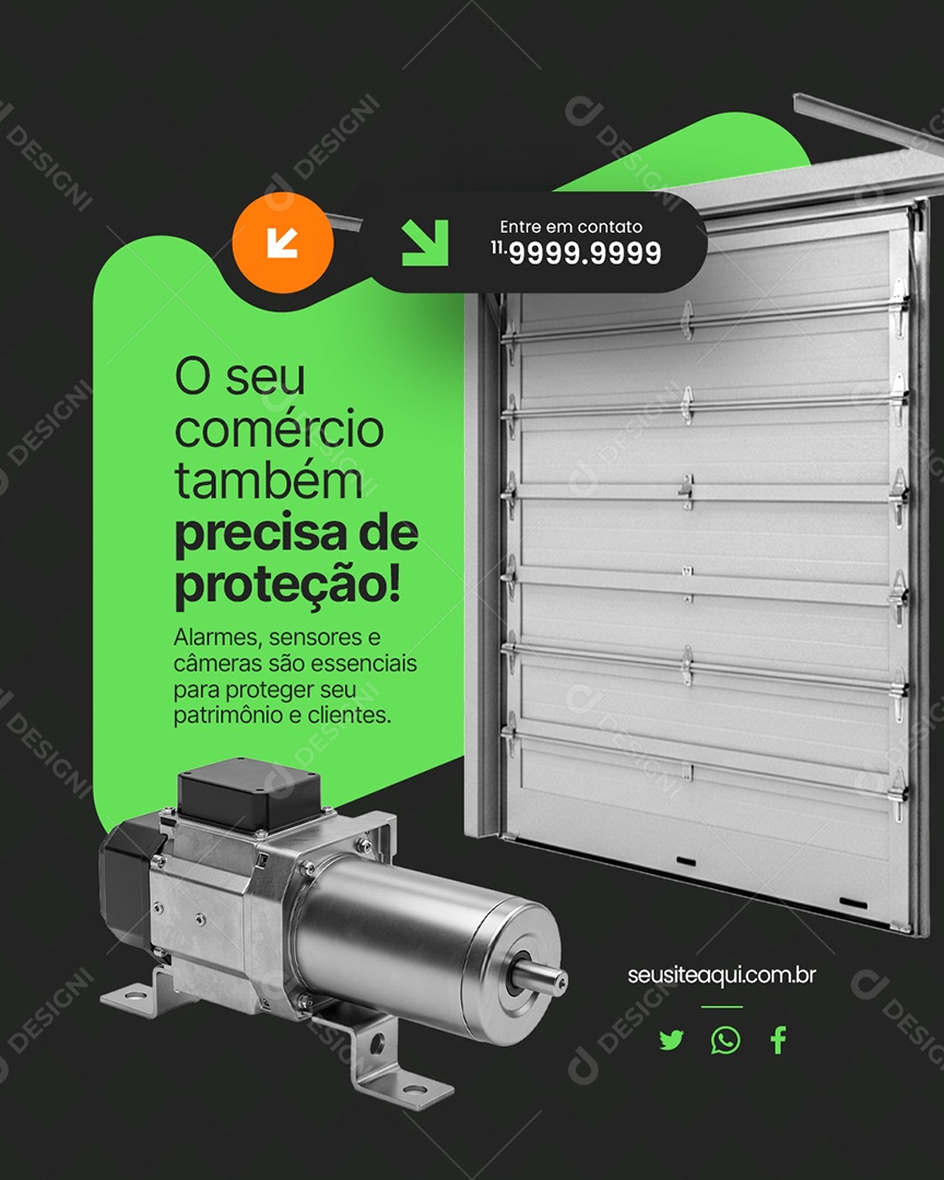 Segurança O Seu Comércio Também Precisa de Proteção Social Media PSD Editável