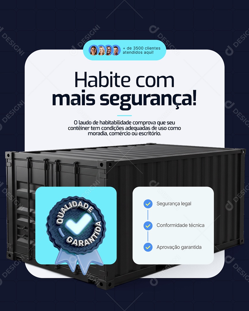 Container Habite com Mais Segurança Social Media PSD Editável