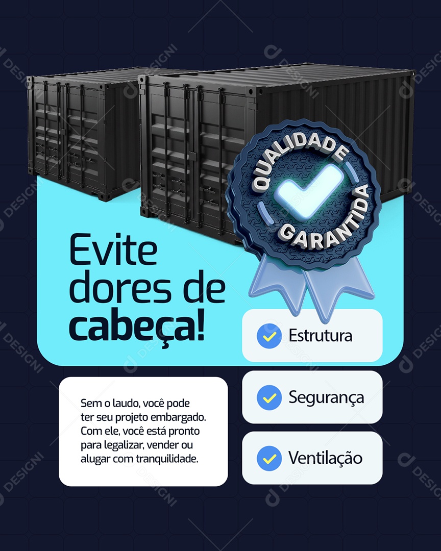 Container Evite Dores de Cabeça Social Media PSD Editável