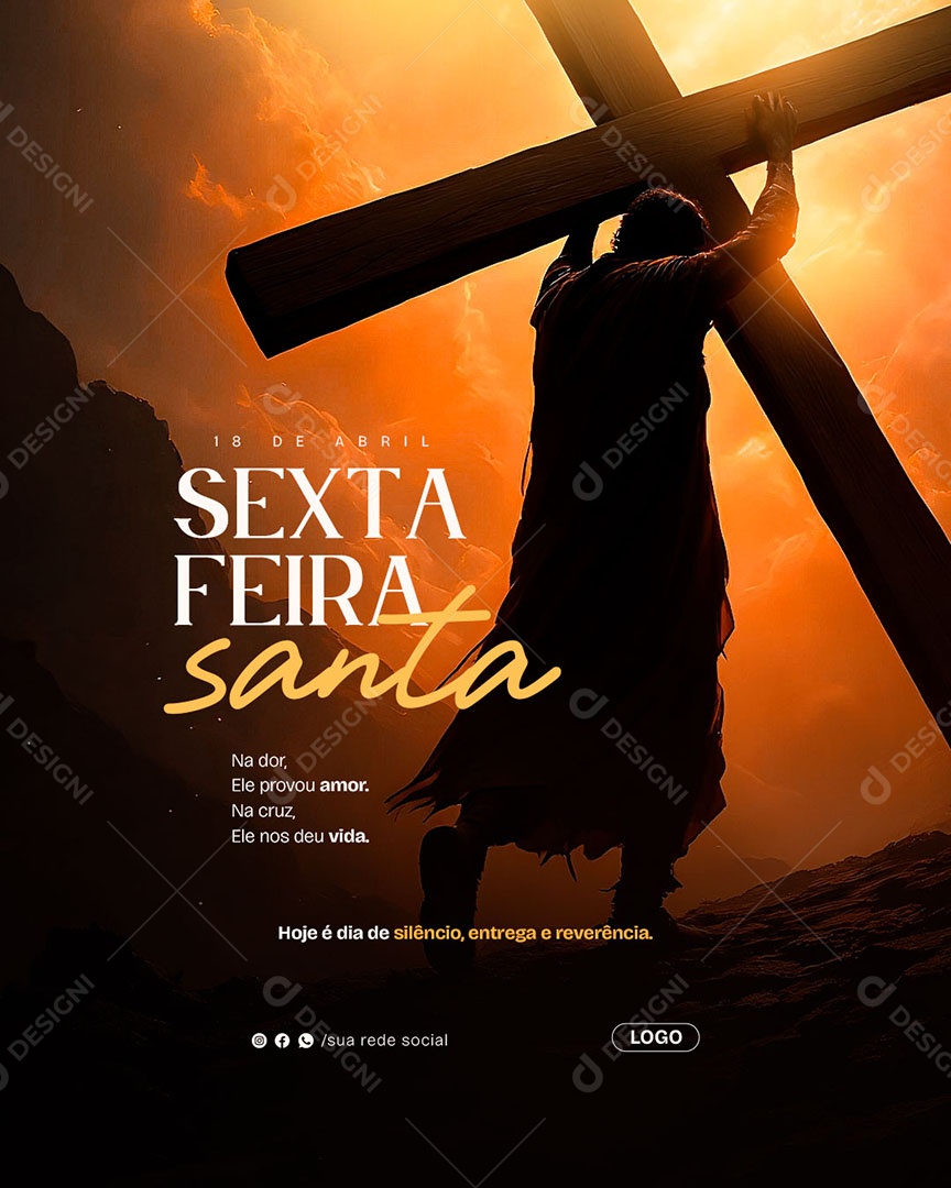 Sexta Feira Santa 18 de Abril Social Media PSD Editável