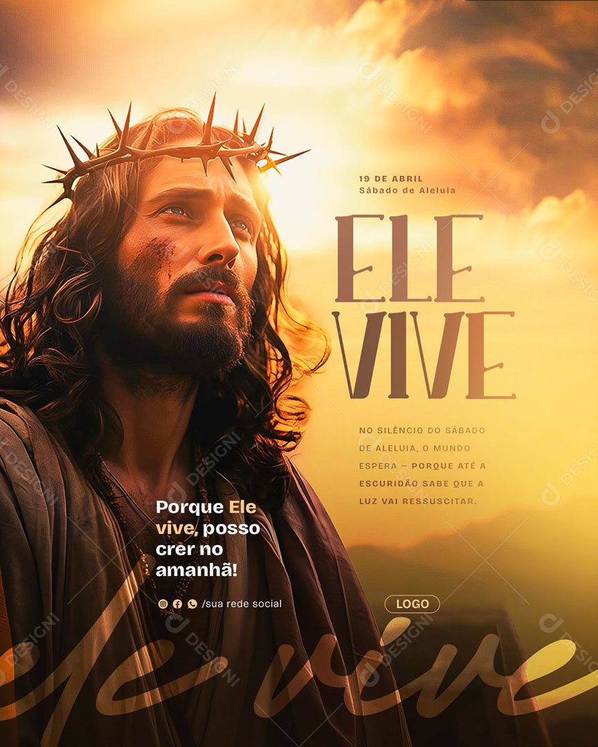 Sábado de Aleluia 19 de Abril Social Media PSD Editável
