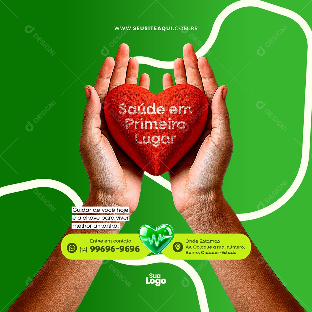 Feed Clínica Médica Saúde Em Primeiro Lugar Social Media PSD Editável