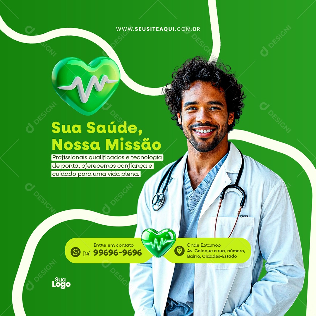 Feed Clínica Médica Cuidar da Saúde é um Ato de Amor Social Media PSD Editável