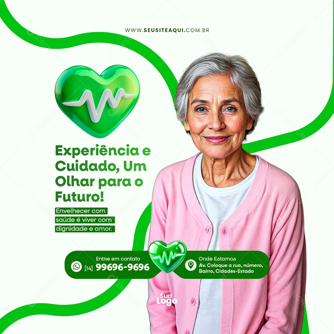 Feed Clínica Médica Experiência e Cuidado Social Media PSD Editável