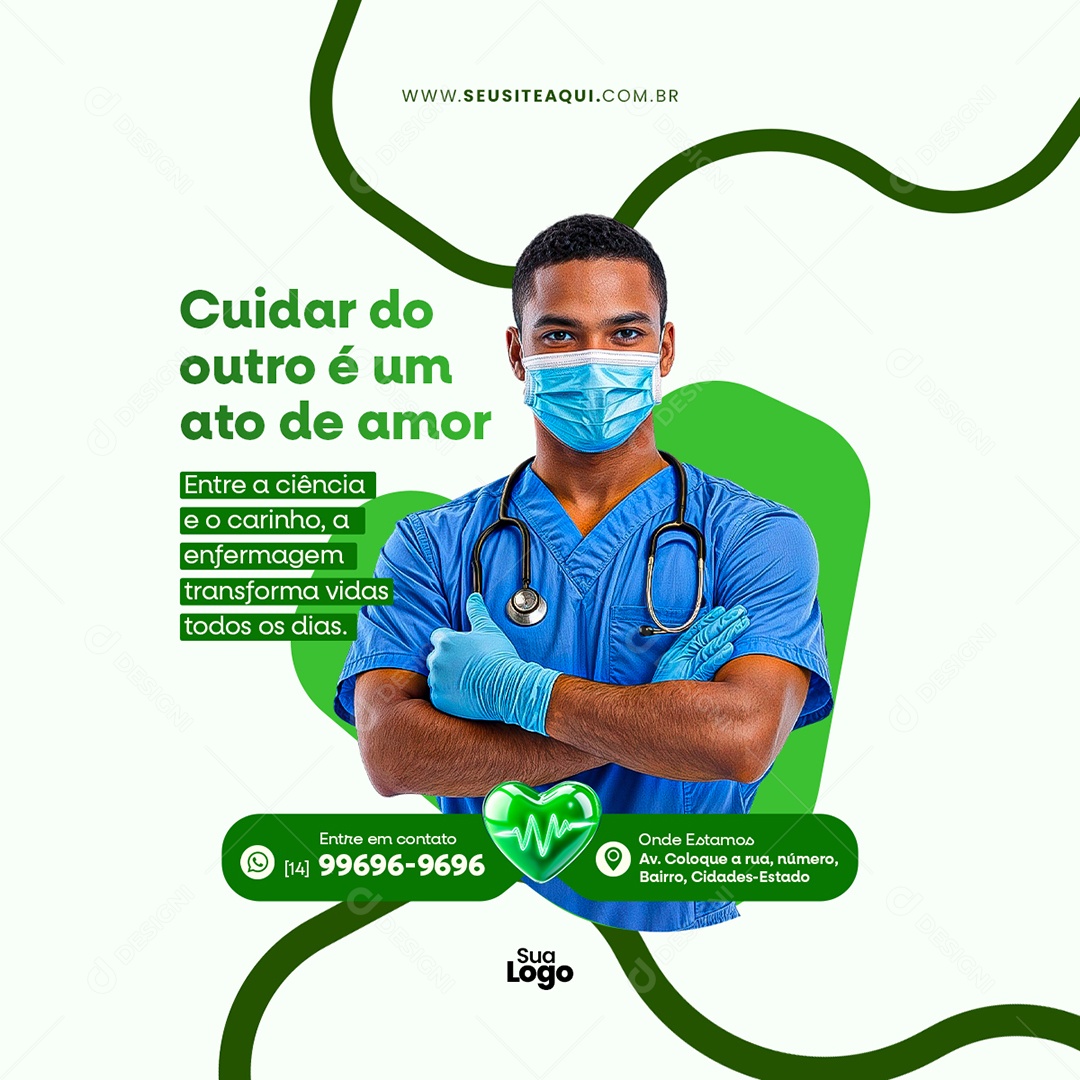 Feed Clínica Médica Cuidar do Outro é um Ato de Amor Social Media PSD Editável