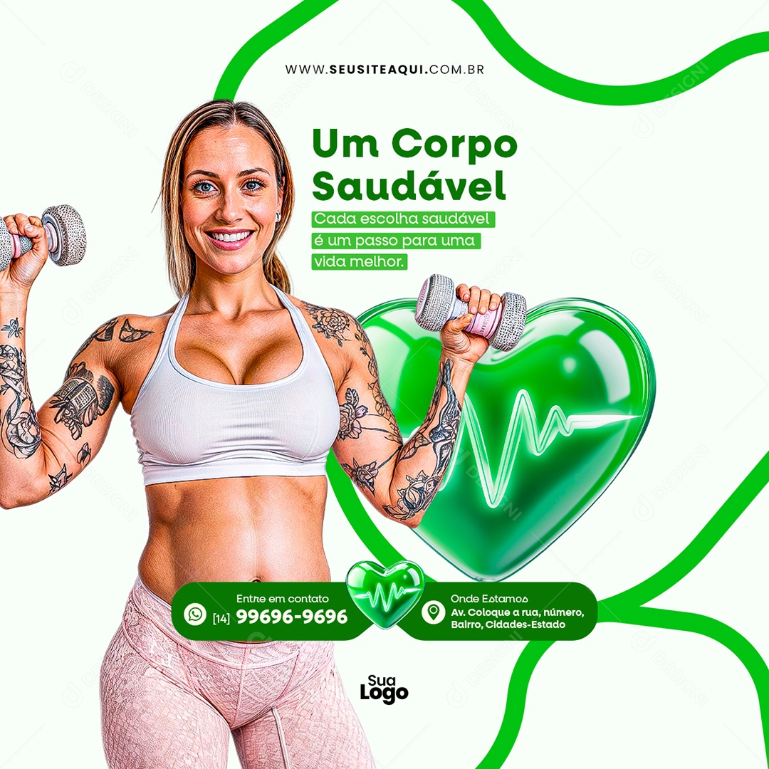 Feed Clínica Médica Um Corpo Saudável Social Media PSD Editável