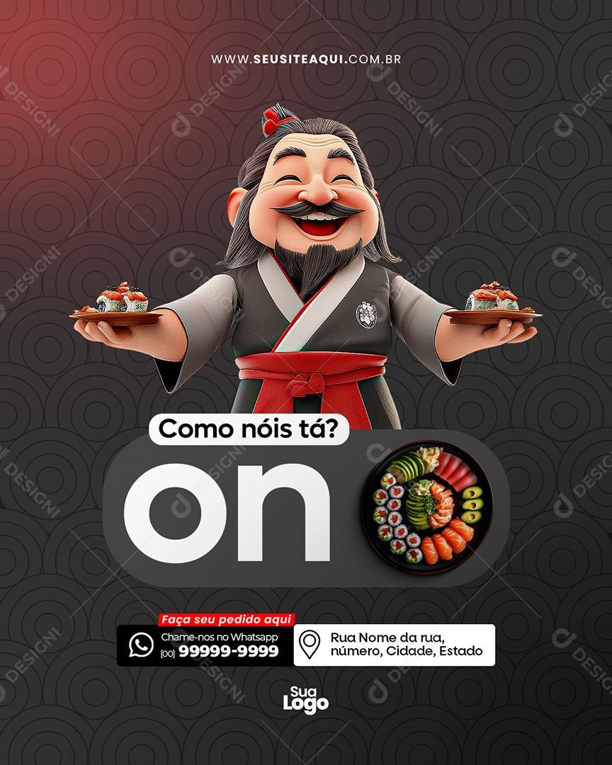 Flyer Restaurante Comida Japonesa On Social Media PSD Editável