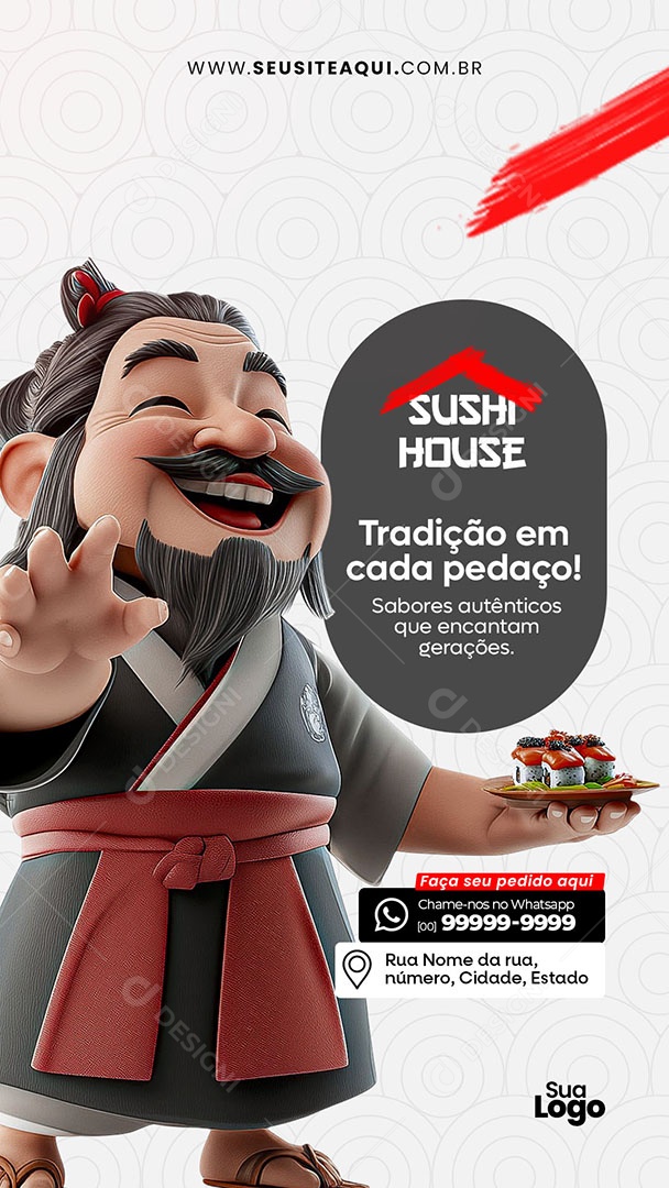 Story Restaurante Comida Japonesa Tradição em Cada Pedaço Social Media PSD Editável