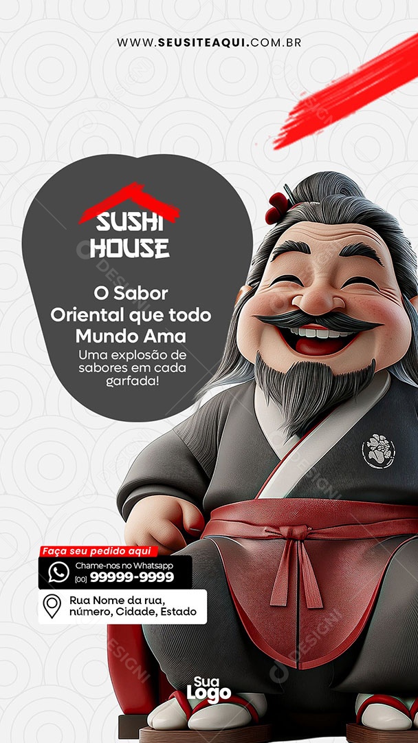 Story Restaurante Comida Japonesa O Sabor Oriental Social Media PSD Editável