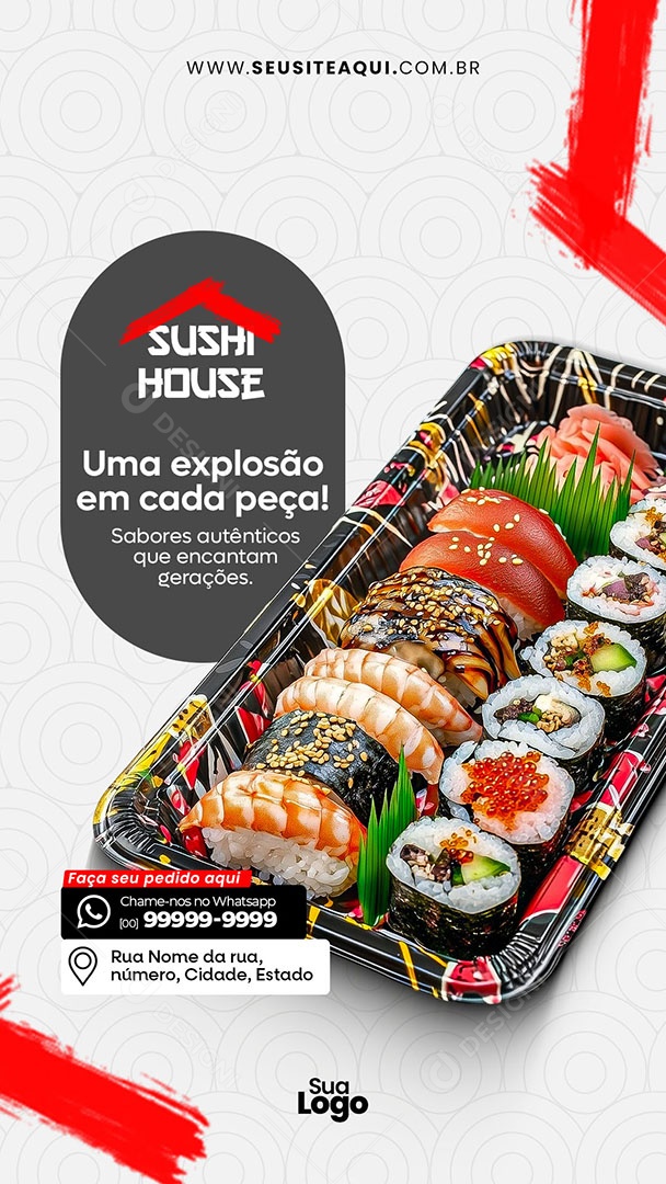 Story Restaurante Comida Japonesa Explosão Em Cada Pedaço Social Media PSD Editável