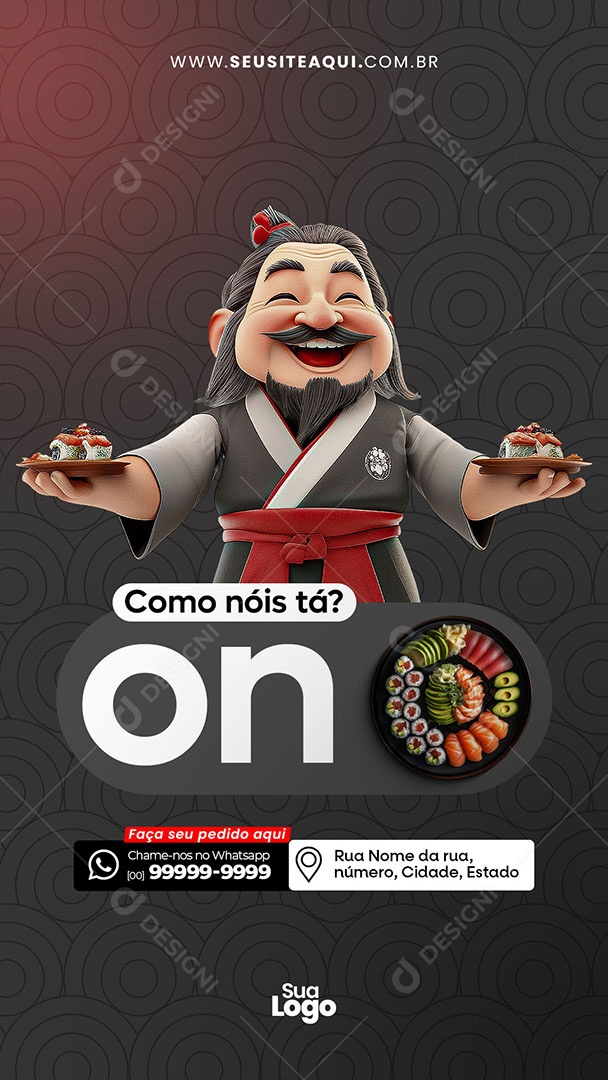 Story Restaurante Comida Japonesa On Social Media PSD Editável