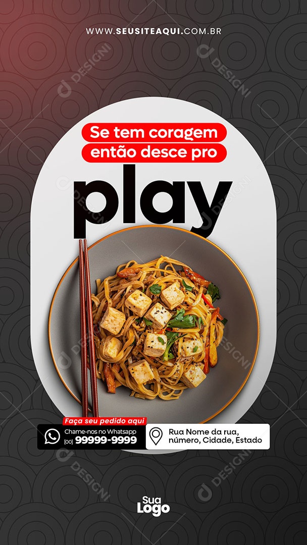 Story Restaurante Comida Japonesa Desce Pro Play Social Media PSD Editável