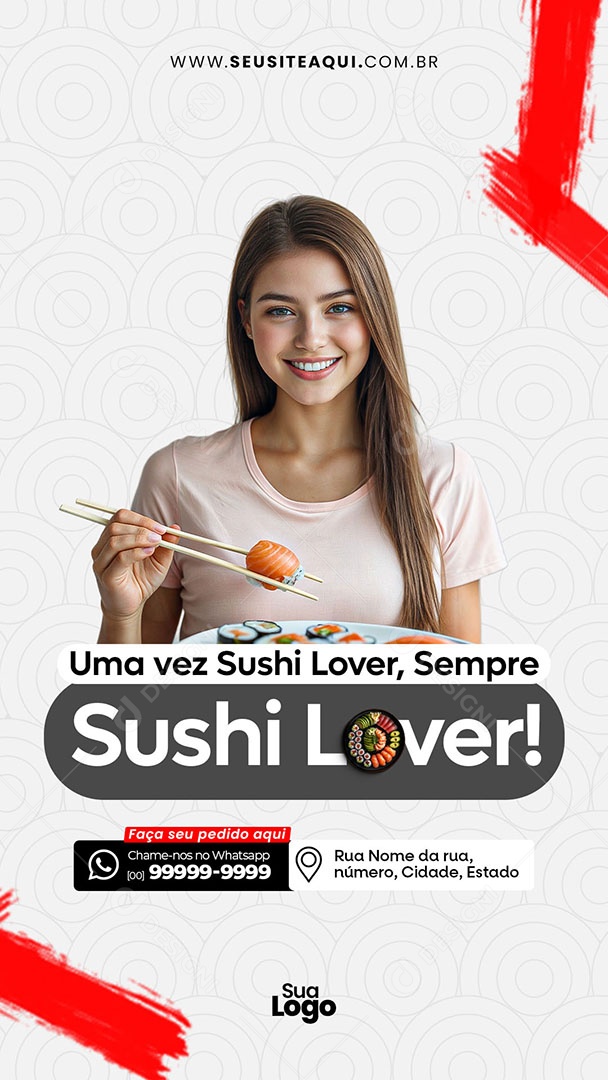 Story Restaurante Comida Japonesa Sushi Lover Social Media PSD Editável