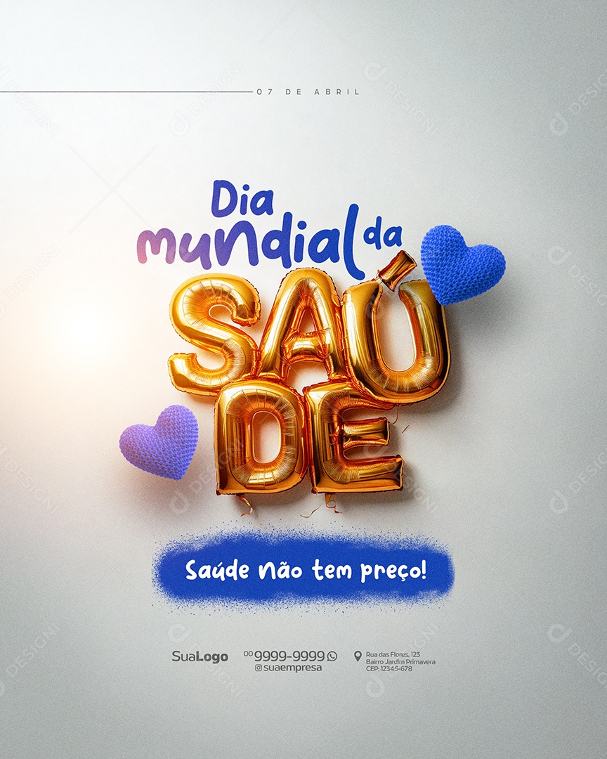 Dia Mundial da Saúde 07 de Abril Social Media PSD Editável