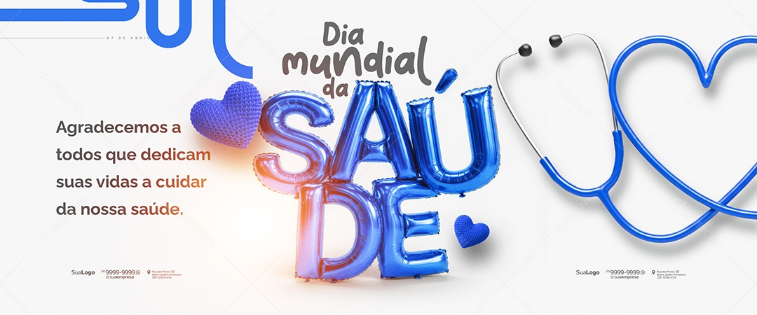 Carrossel Dia Mundial da Saúde 07 de Abril Social Media PSD Editável