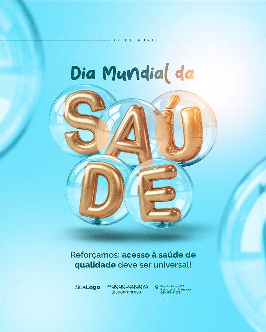 Dia Mundial da Saúde 07 de Abril Social Media PSD Editável