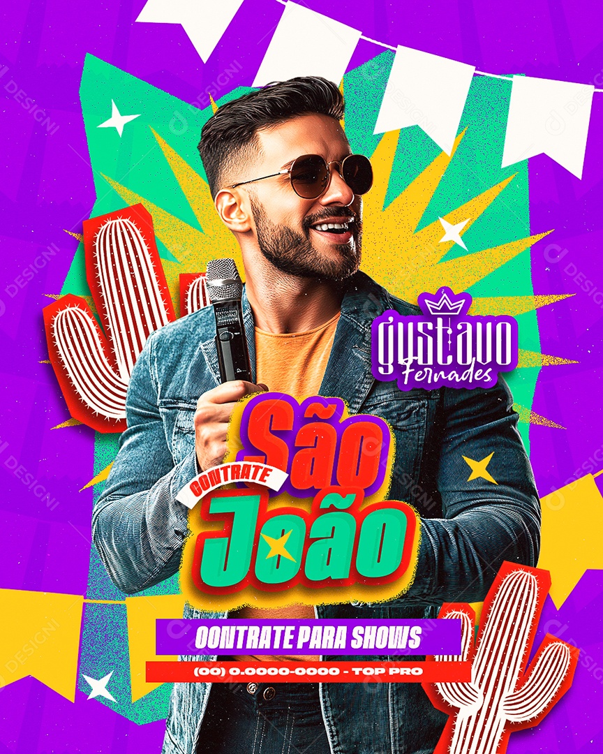 Flyer Contrate São João Social Media PSD Editável