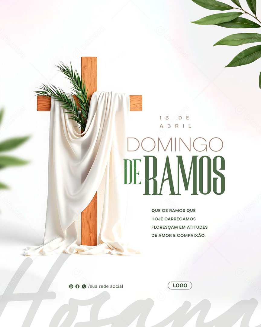 Domingo de Ramos 13 de Abril Social Media PSD Editável