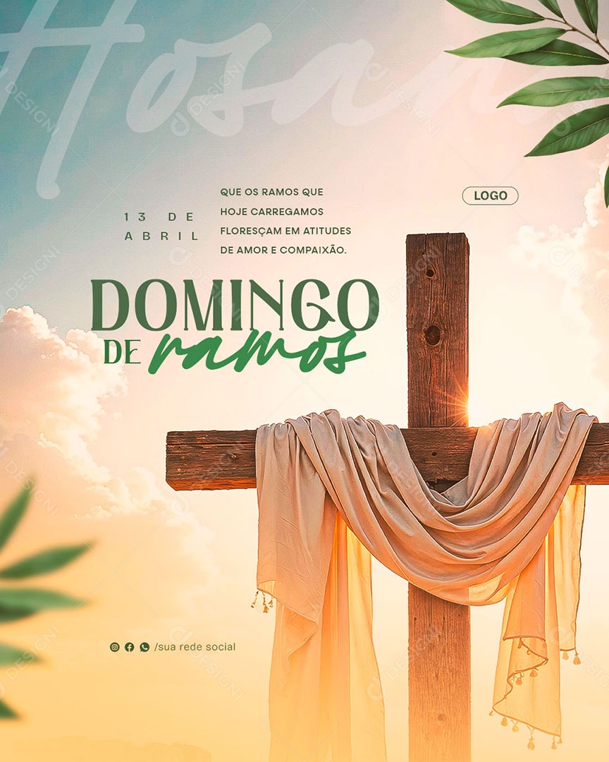 Domingo de Ramos 13 de Abril Social Media PSD Editável