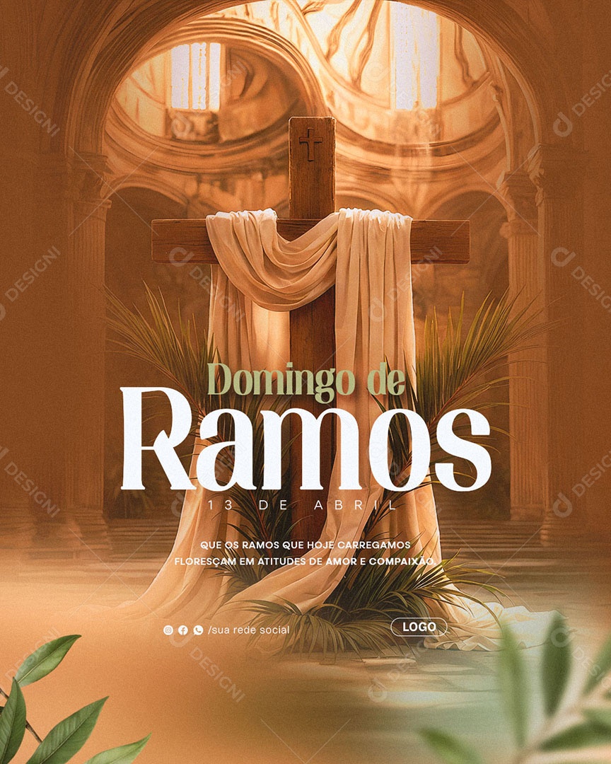 Domingo de Ramos 13 de Abril Social Media PSD Editável