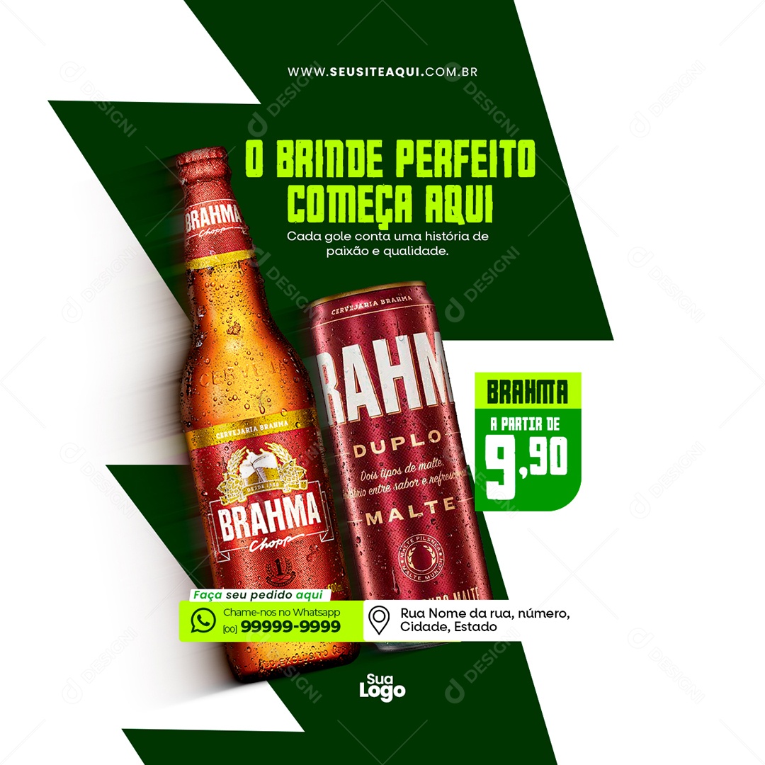 Feed Cervejaria O Brinde Perfeito Social Media PSD Editável