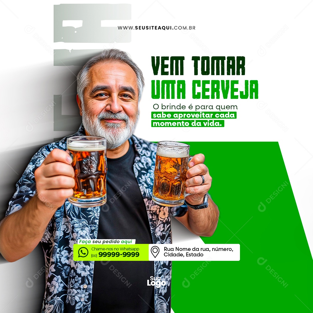 Feed Cervejaria Vem Tomar Uma Cerveja Social Media PSD Editável