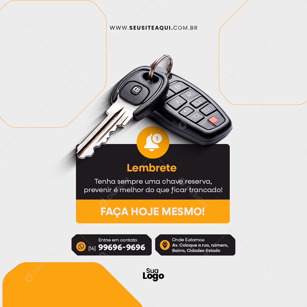 Feed Chaveiro Lembrete Social Media PSD Editável