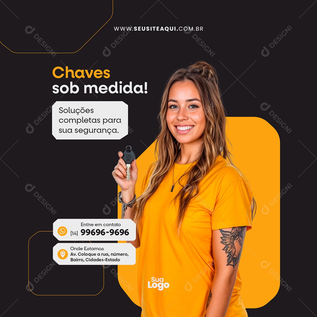 Feed Chaveiro Chaves Sob Medida Social Media PSD Editável