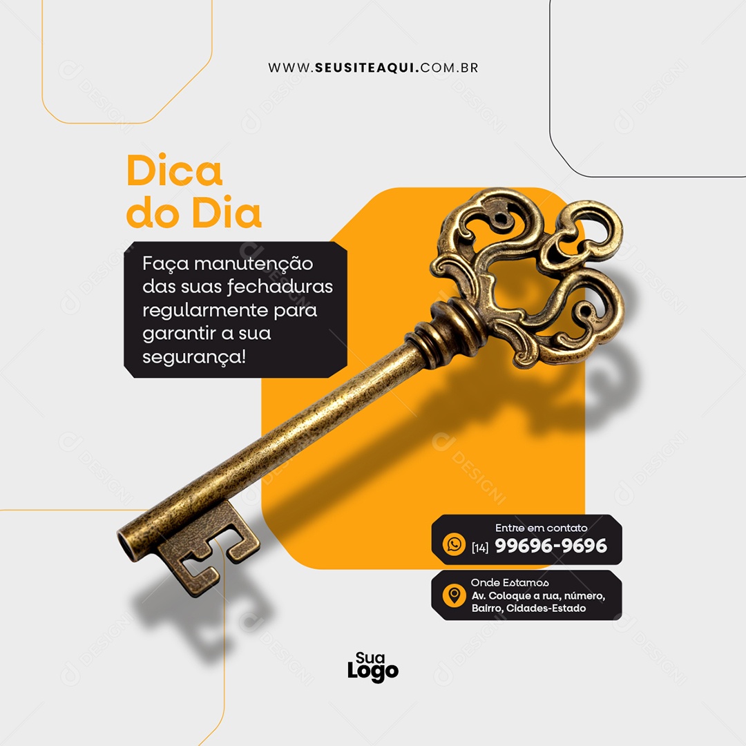 Feed Chaveiro Dicas Do Dia Social Media PSD Editávelel