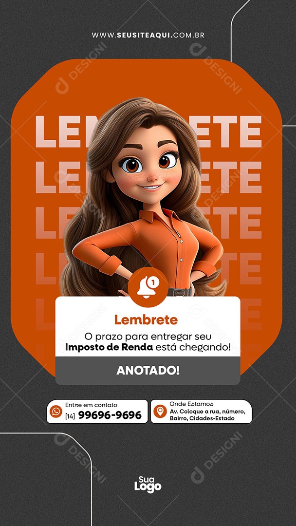 Story Contabilidade Lembrete Social Media PSD Editável