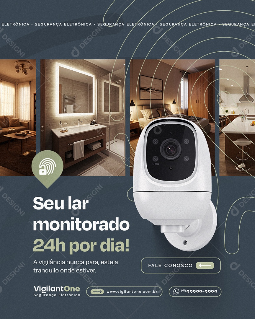 Segurança Eletrônica Seu Lar Monitorado Social Media PSD Editável