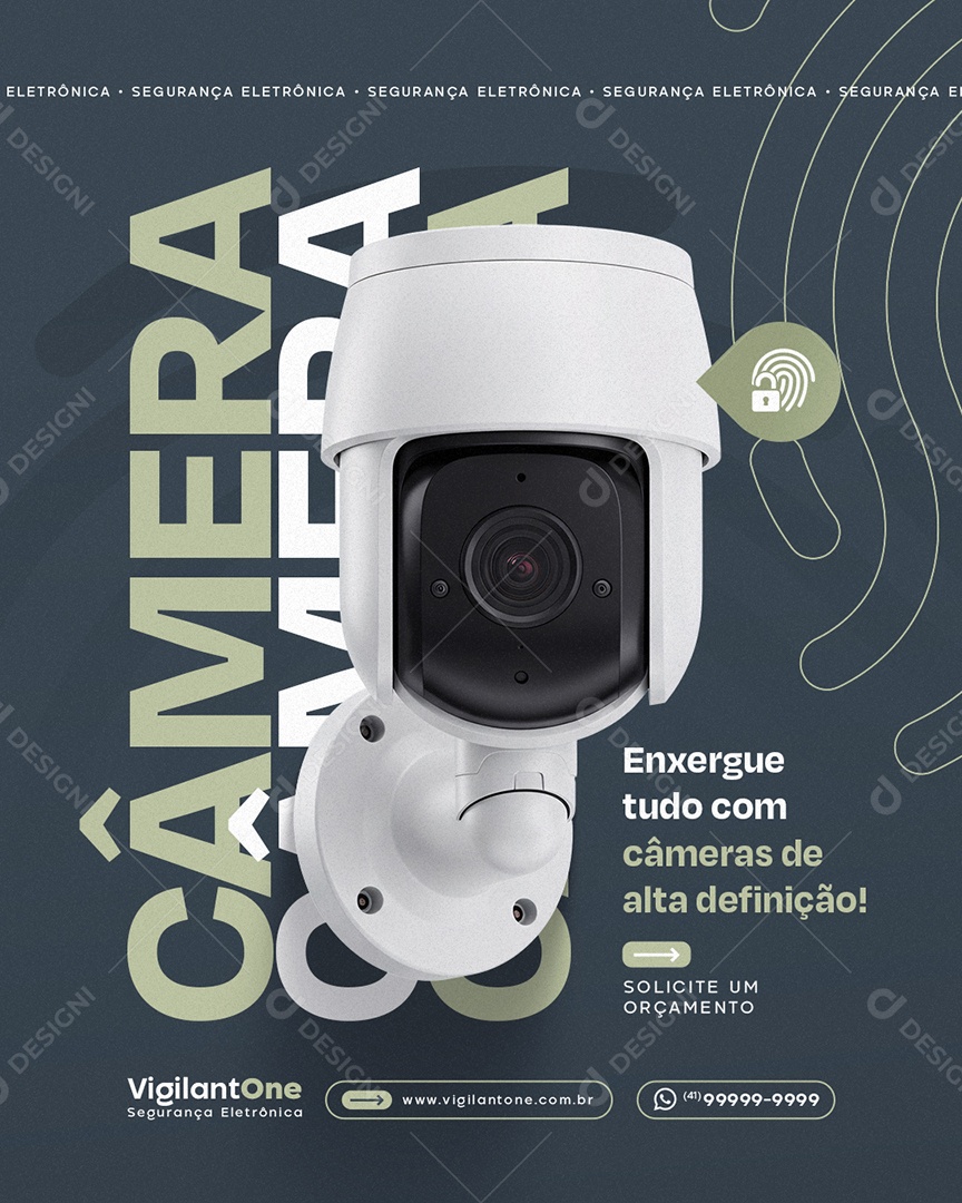 Segurança Eletrônica Câmera Enxergue Tudo Social Media PSD Editável
