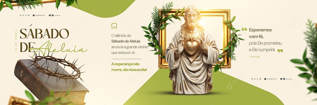 Carrossel Sábado de Aleluia 19 de Abril Social Media PSD Editável