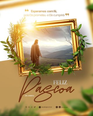 Feliz Páscoa 20 de Abril Social Media PSD Editável