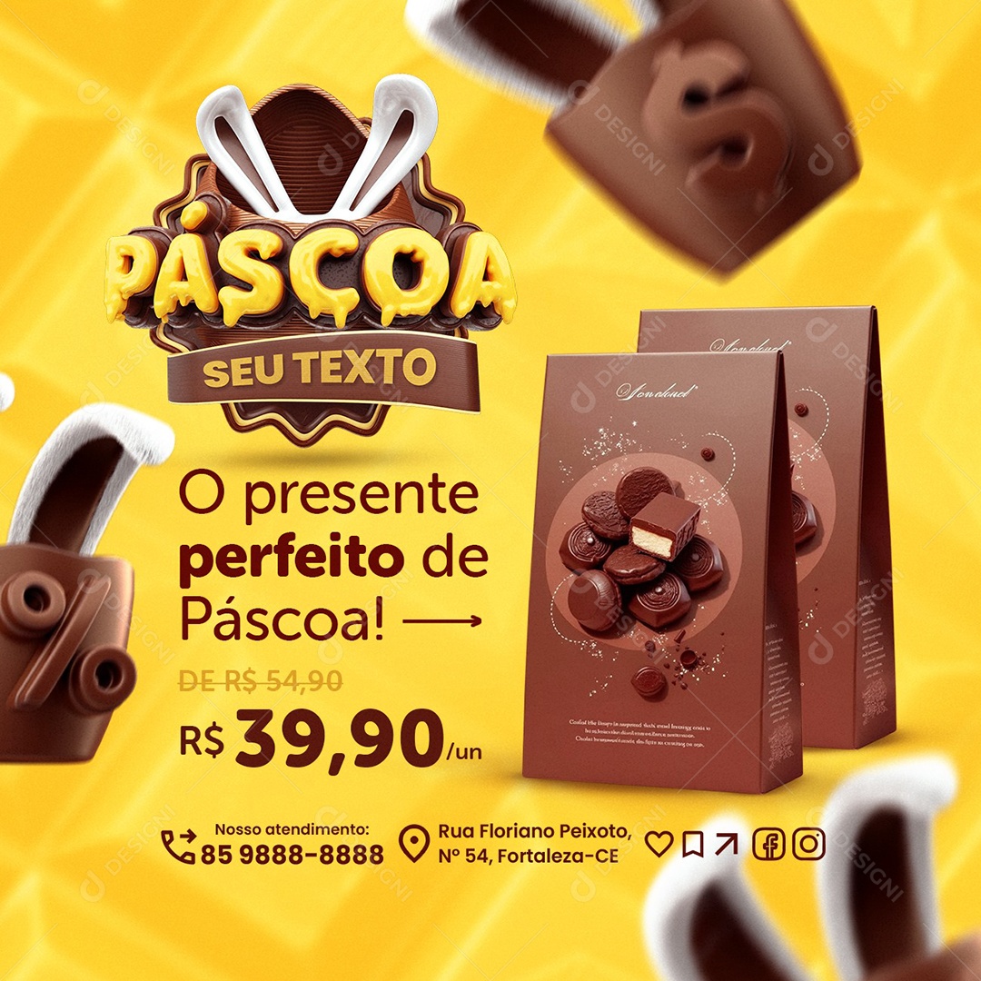 Páscoa Supermercado O Presente Perfeito Social Media PSD Editável