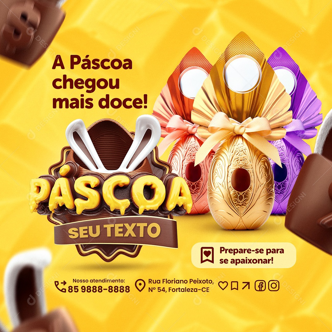 Páscoa Supermercado Prepare-Se para Se Apaixonar Social Media PSD Editável
