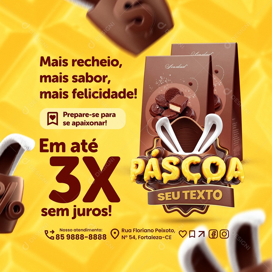 Páscoa Supermercado Mais Recheio Mais Sabor Social Media PSD Editável