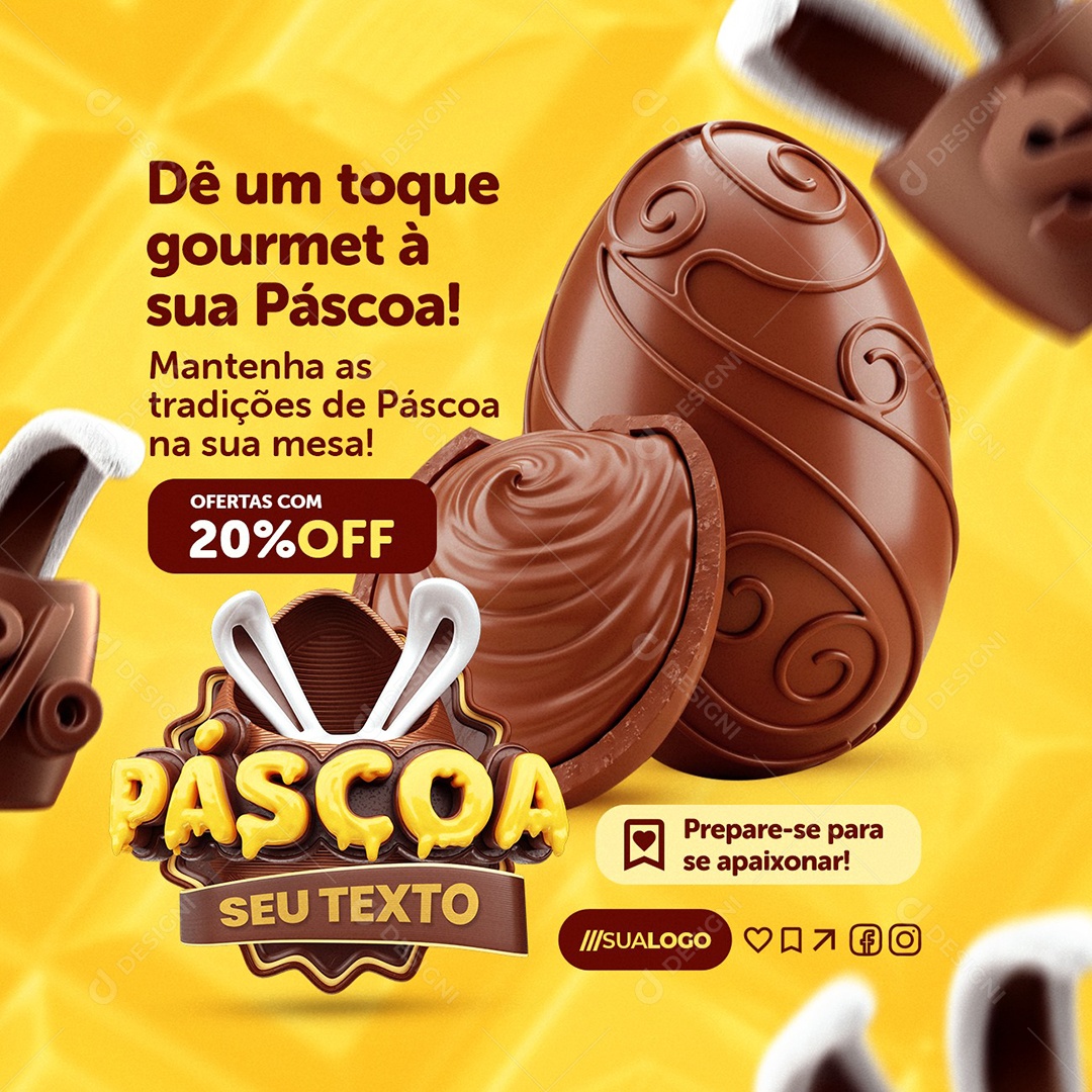 Supermercado Dê um Toque Gourmet à Sua Páscoa Social Media PSD Editável
