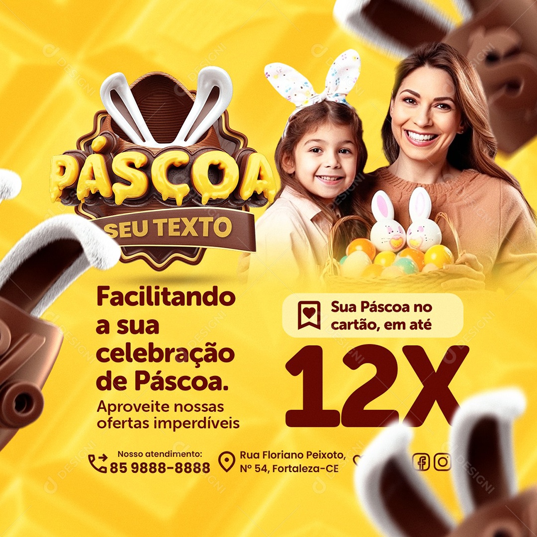 Páscoa Supermercado Facilitando a Sua Celebração Social Media PSD Editável