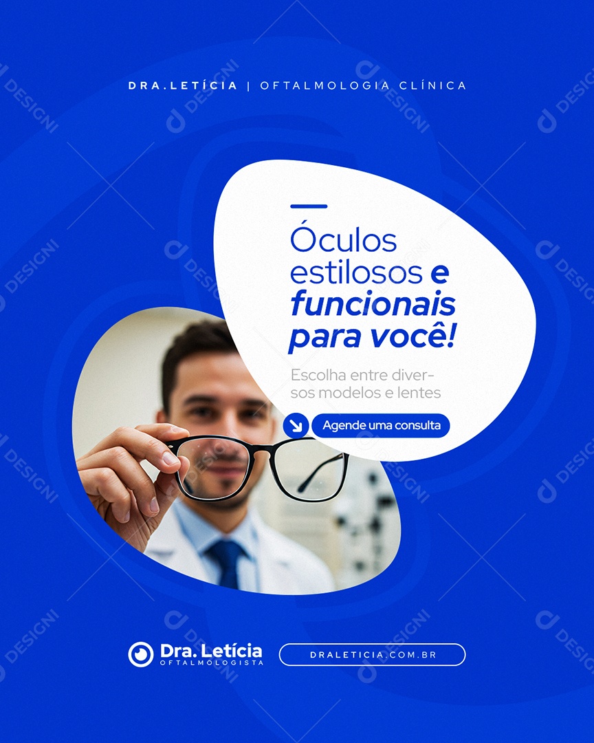 Clínica Oftalmologia Óculos Estilosos Social Media PSD Editável