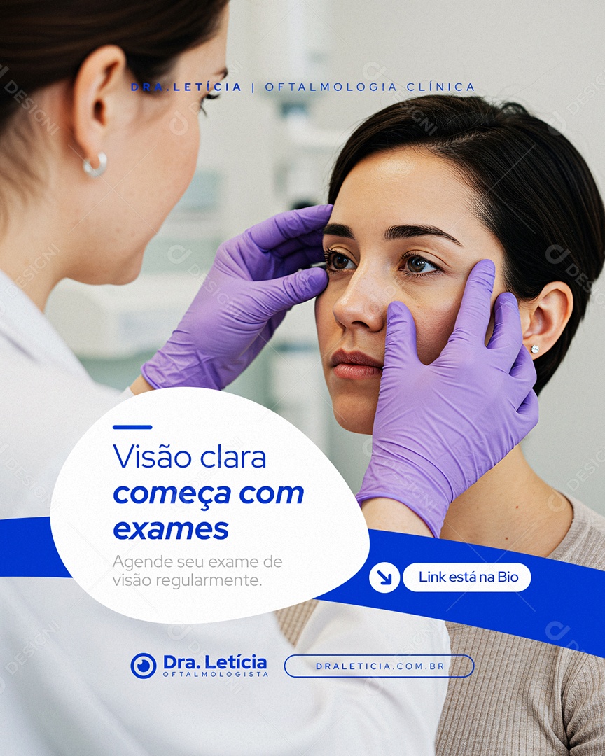 Clínica Oftalmologia Visão Clara Começa com Exames Social Media PSD Editável