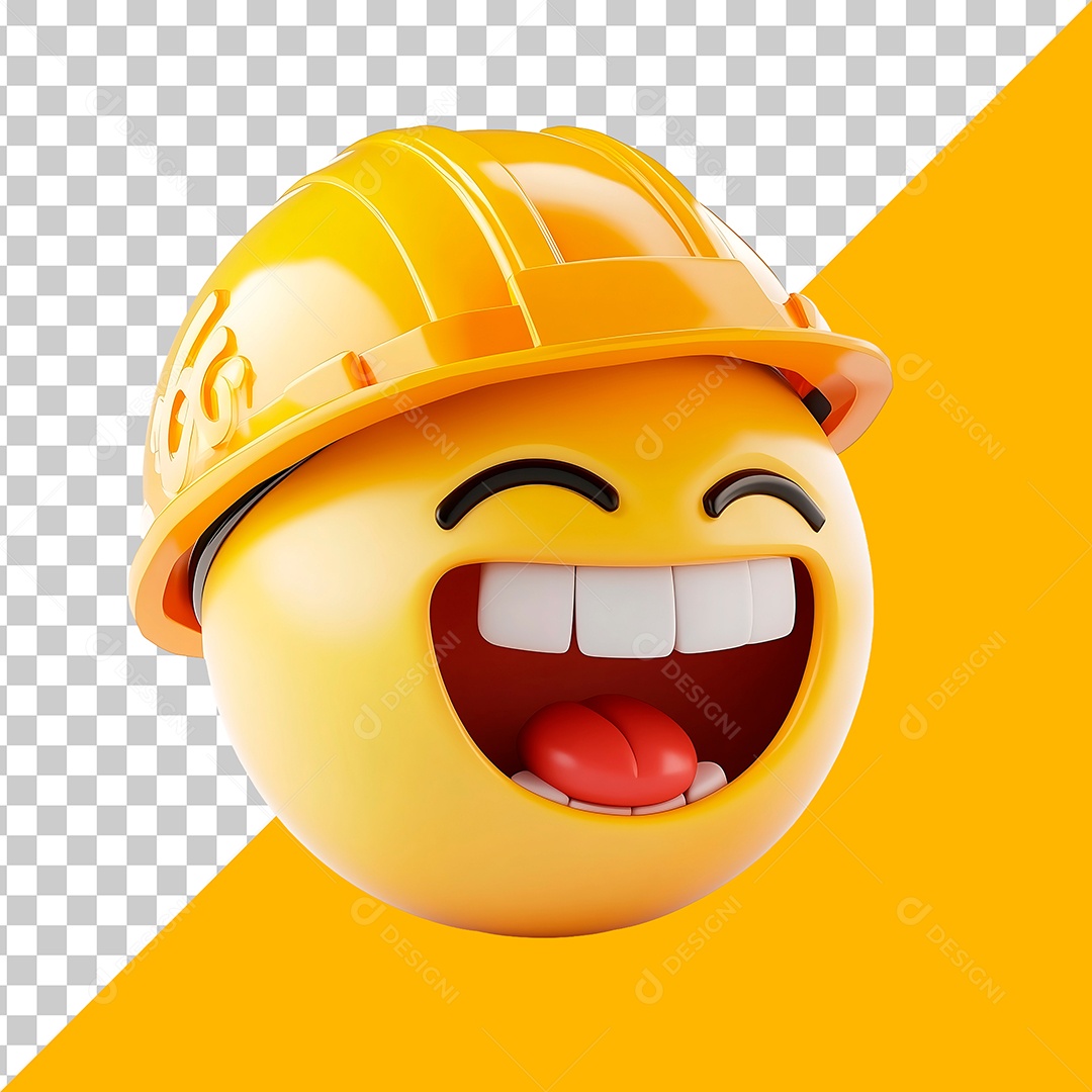 Emoji 3D Feliz Com Capacete de Construção Social Media PSD Editável