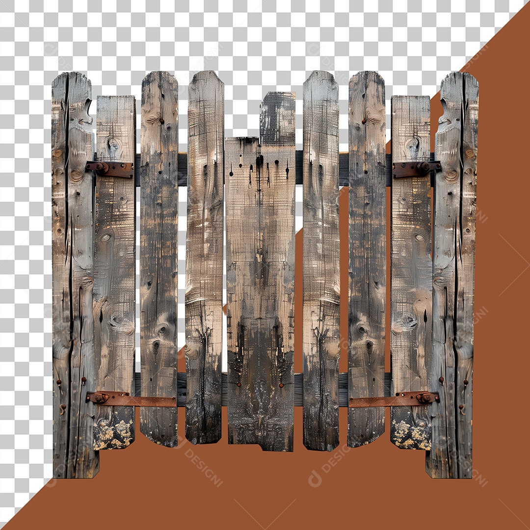 Cerca de Madeira Elemento 3D para Composição PSD