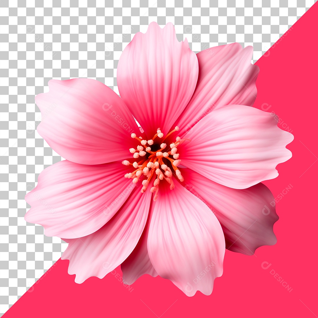 Flor Rosa Elemento 3D PSD