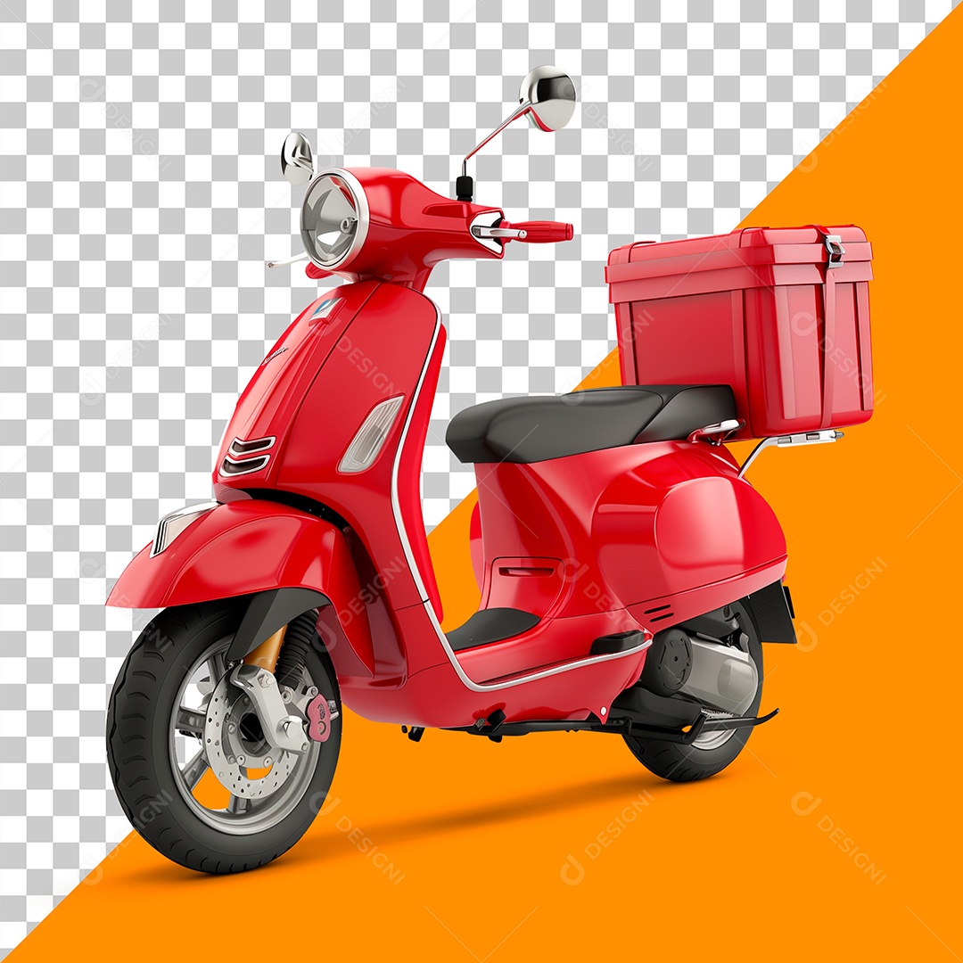 Scooter Vermelha Delivery Elemento 3D PSD