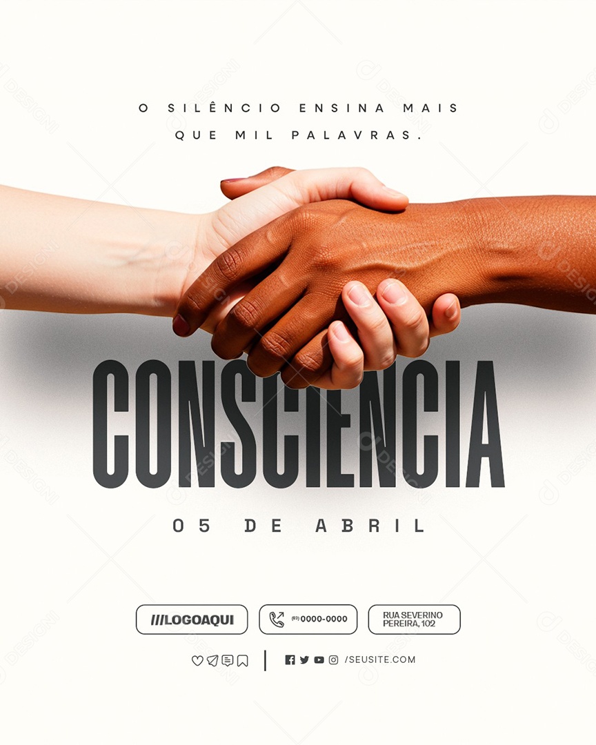 Dia da Consciência 05 de Abril O Silêncio Ensina Mais Que Mil Palavras Social Media PSD Editável