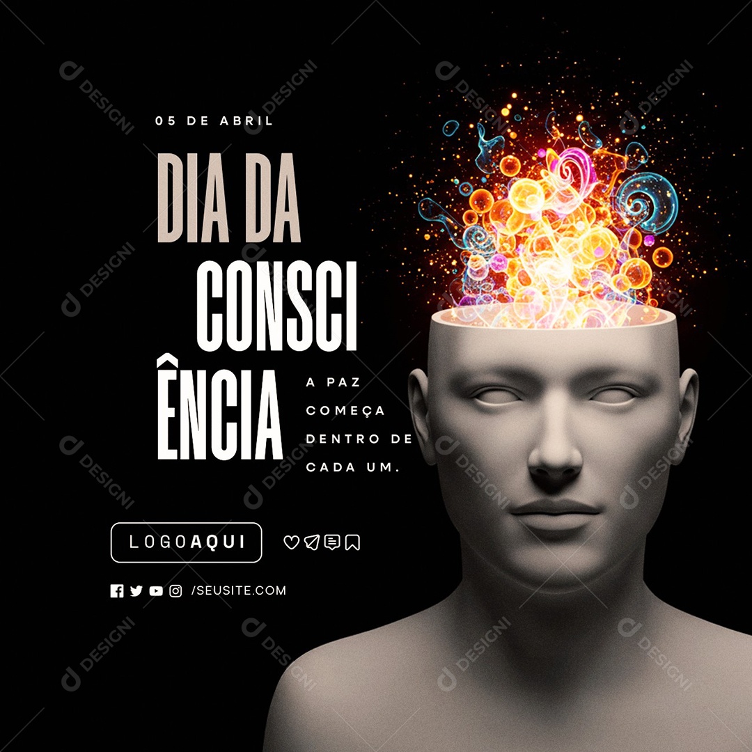 Dia da Consciência 05 de Abril A Paz Começa Dentro de Cada Um Social Media PSD Editável