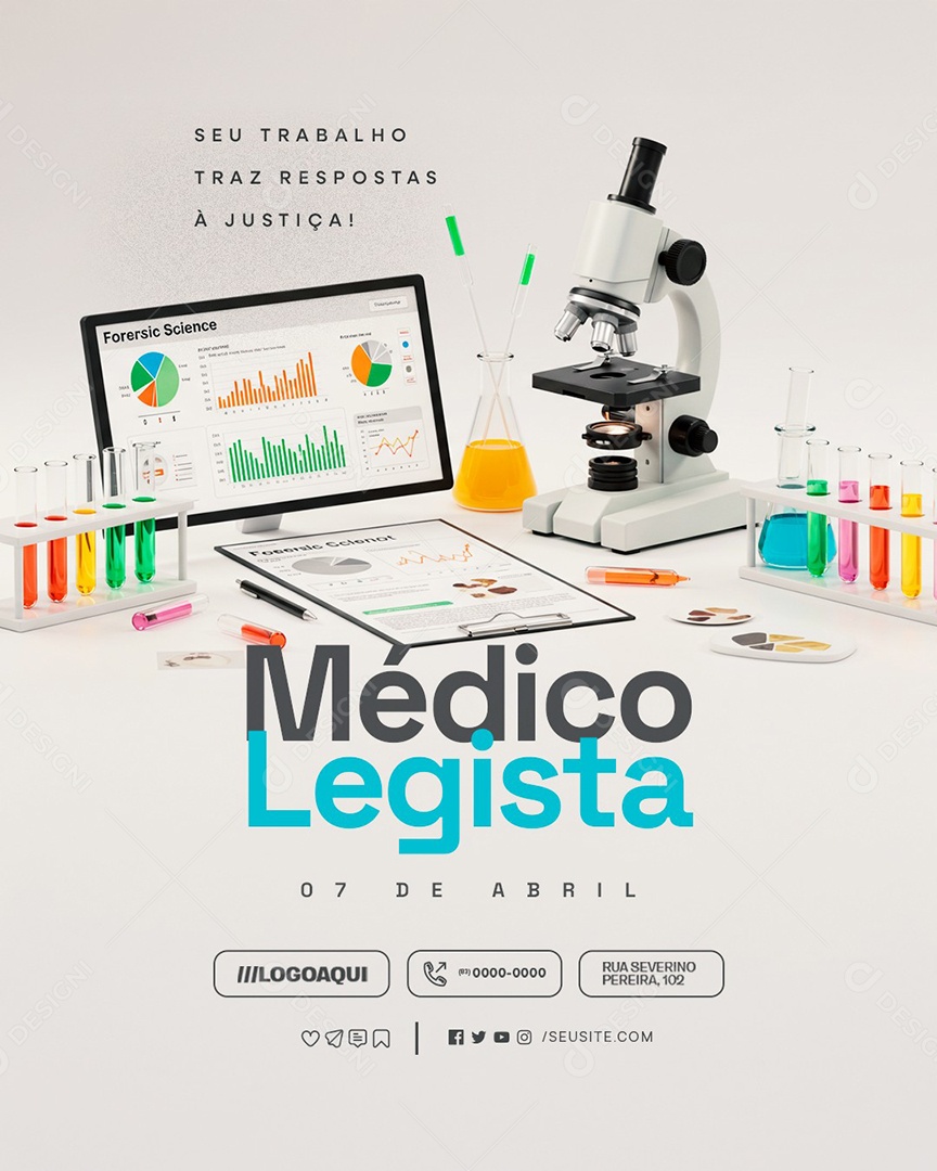 Dia do Médico Legista 07 de Abril Seu Trabalho Traz Respostas Social Media PSD Editável